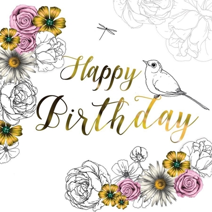 Picture of Clear Creation Karnet urodzinowy Swarovski kwadrat kwiaty (CL1403)