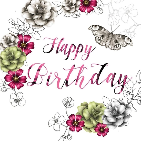 Picture of Clear Creation Karnet urodzinowy Swarovski kwadrat kwiaty (CL1404)