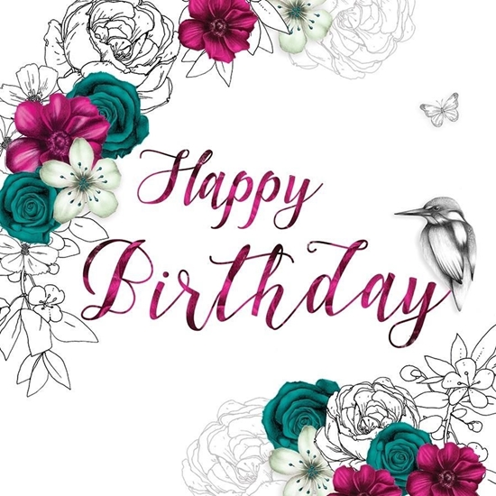 Picture of Clear Creation Karnet urodzinowy Swarovski kwadrat kwiaty (CL1406)