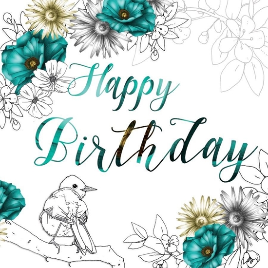 Picture of Clear Creation Karnet urodzinowy Swarovski kwadrat kwiaty (CL1408)