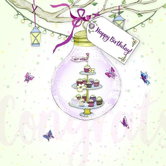 Picture of Clear Creation Karnet urodzinowy Swarovski kwadrat tort (CL2805)