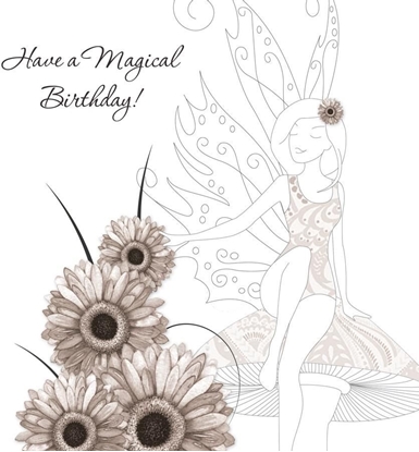 Attēls no Clear Creation Karnet urodzinowy Swarovski kwadrat Wróka z kwiatami (CL0105)