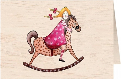 Изображение Cozywood Karnet drewniany C6 + koperta Dziewczynka na konik