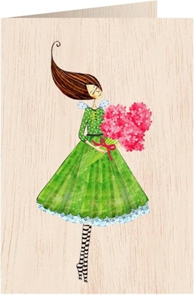 Изображение Cozywood Karnet drewniany C6 + koperta Kobieta z bukietem