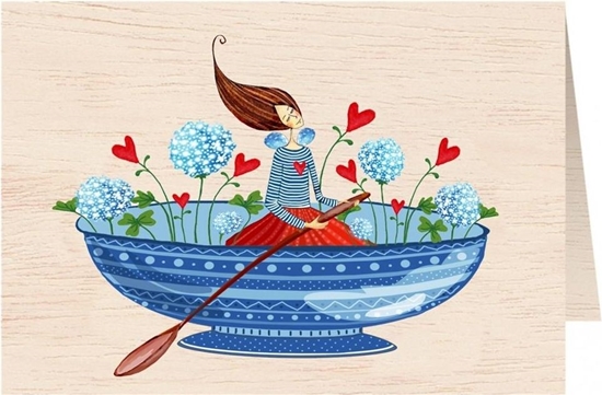 Picture of Cozywood Karnet drewniany C6 + koperta Kobieta z dmuchawcem