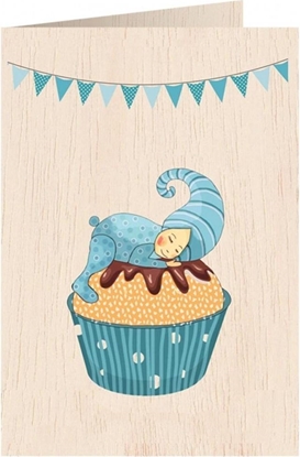 Picture of Cozywood Karnet drewniany C6 + koperta Narodziny chopiec