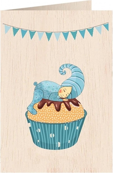 Picture of Cozywood Karnet drewniany C6 + koperta Narodziny chopiec