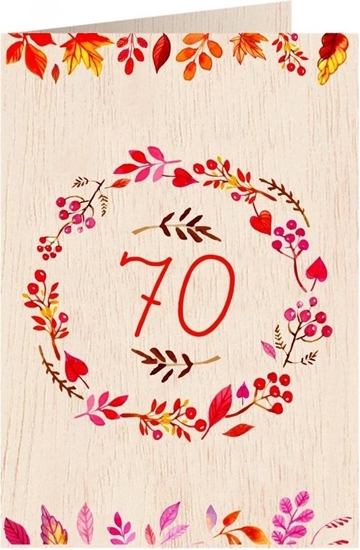 Изображение Cozywood Karnet drewniany C6 + koperta Urodziny 70