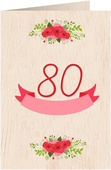 Изображение Cozywood Karnet drewniany C6 + koperta Urodziny 80