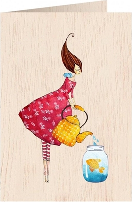 Изображение Cozywood Karnet drewniany C6 + koperta Zota rybka