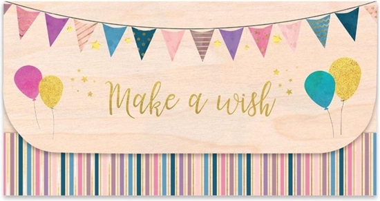 Изображение Cozywood Koperta upominkowa drewniana Urodziny balony