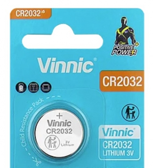 Изображение CR 2032 baterija Litija Vinnic - iepakojumā 1 gb.