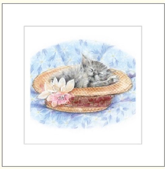 Picture of DA VINCI Karnet Kot w kapeluszu DaVinci 16x16 cm + koperta (G04 41G 052)