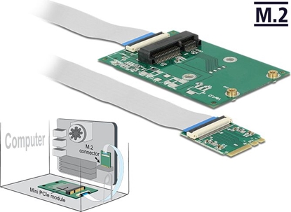 Picture of Delock Converter M.2 Key A+E male > 1 x Mini PCIe Slot half size / full size with flexible cable