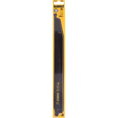 Изображение Dewalt Brzeszczoty do pilarek szablowych HCS 240mm podz. 5-6,5mm 5szt. DT2352