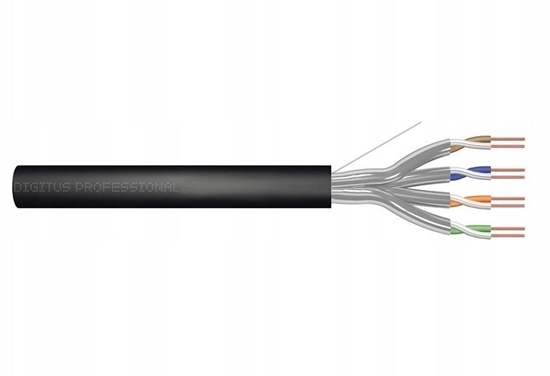 Изображение DIGIT Kabel instalacyjny zewntrzny elowany kat.6A, U/FTP, Fca, AWG 23/1, PE, 500m, czarny, szpula
