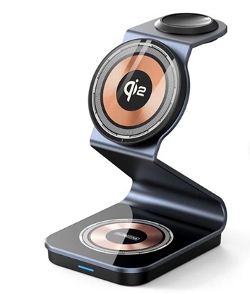 Изображение Duzzona W21 3-in-1 15W Wireless Charging Stand Teléfono Auricador de Auriculares Cargador (certificado Qi2) Black