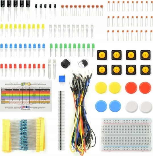 Изображение Zestaw narzdzi Green Cell Zestaw komponentów elektronicznych AM402 + pytka prototypowa 400 - 31 element