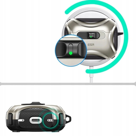 Picture of ESR Etui Cyber FlickLock HaloLock MagSafe do Apple AirPods Pro 3 Titanium