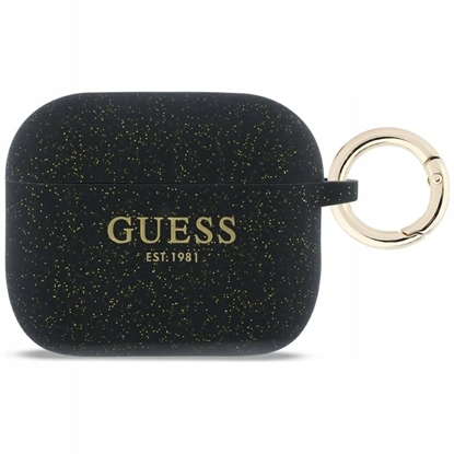 Изображение Etui Guess Silicone Glitter Ring do AirPods Pro 3 czarny