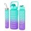 Attēls no ExtraLink Bidon motywacyjny 3w1 zestaw, bkitno-fioletowy, 2000ml+900ml+300ml