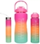 Attēls no ExtraLink Bidon motywacyjny 3w1 zestaw, róowy-pomaraczowy, 2000ml+900ml+300ml