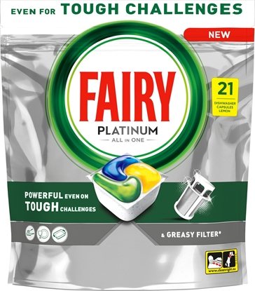 Attēls no Fairy Caps Dishwasi Platinum Lemon 21Pce