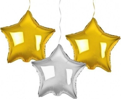 Изображение GoDan Balony foliowe B&C Gwiazdy zote i srebrne 3szt