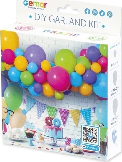 Изображение GoDan Girlanda balonowa DIY kolorowa 65 balonów + tama