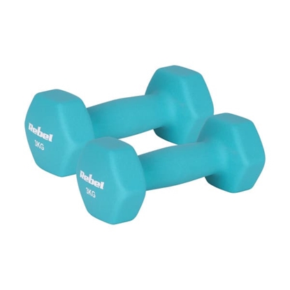 Picture of HEX 2x3kg neoprēna čuguna hanteles, REBEL ACTIVE