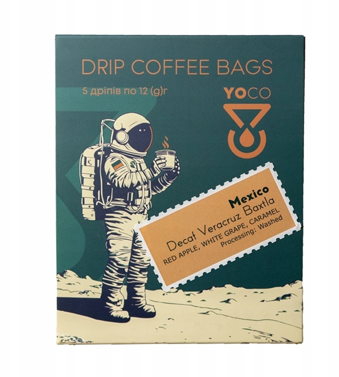 Изображение Kawa mielona YoCo Drip Bag Coffee Coffee Mexico Decaf Veracruz Bezkofeinowa 5x12g