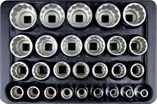 Picture of King Tony ZESTAW NASADEK 1/2", KRÓTKIE 12-kt. 8-36 mm, WKAD DO WÓZKA, 27 cz. King Tony