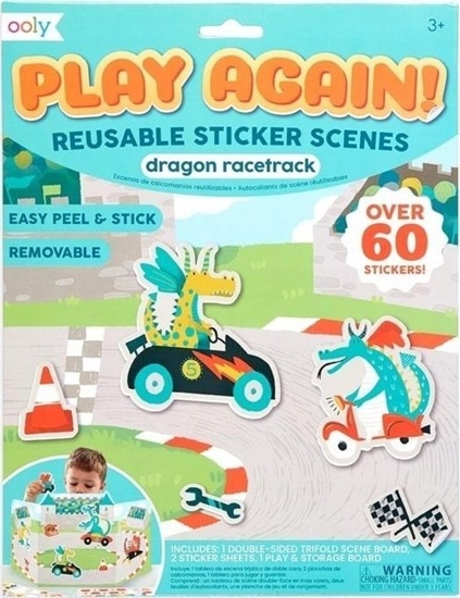 Picture of Kolorowe Baloniki Naklejki wielorazowe Play Again - Wycigi Smoków