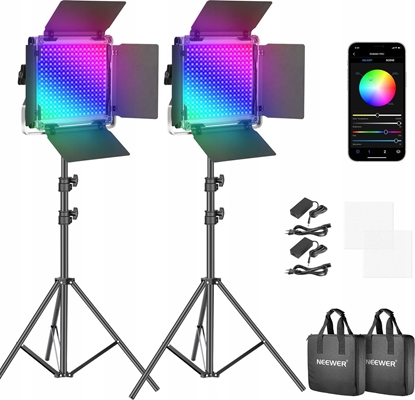 Изображение Lampa studyjna Neewer Zestaw Owietleniowy Studyjny 2x Lampa Wrota Rgb 50w 3200-5600k + 2x Statyw Rgb 660pro