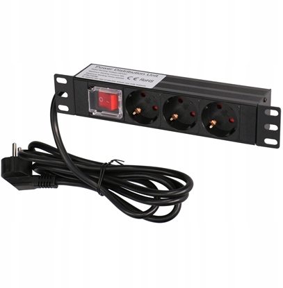 Picture of Listwa zasilajca ExtraLink 10" 1U 3 SOCKET EU TYPE POWER PDU WITH SWITCH PDU 3-EU