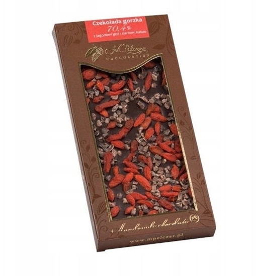 Picture of M.Pelczar Chocolatier Gorzka czekolada z jagodami goji i ziarnem kakao 85g