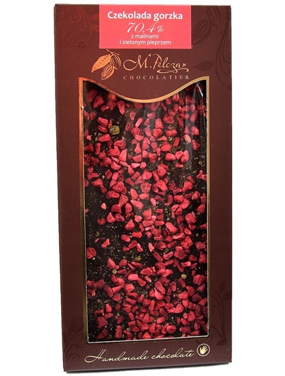 Picture of M.Pelczar Chocolatier Gorzka czekolada z malinami i zielonym pieprzem 85g