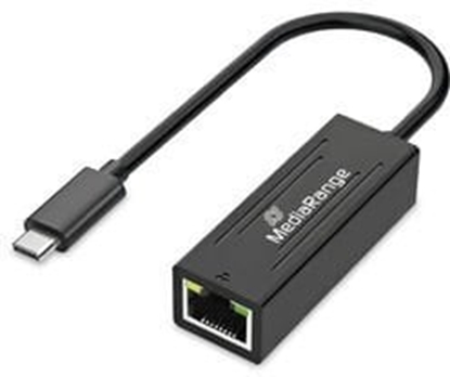 Изображение MediaRange USB-C Netzwerkadaper mit RJ45 Port,20cm, sw