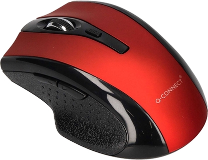 Attēls no Myszka bezprzewodowa Q-CONNECT, 4-przyciskowa, oburczna, 2xAAA, czerwona