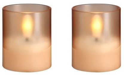 Изображение Moods & More MM LED glass candle, Hurricane, Champagne, 2-pack, 47x57 mm