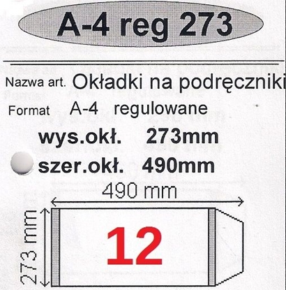 Attēls no Narnia OKLADKI NA PODRECZNIK A4 REGULOWANE NR.12 - 273mm OPAKOWANIE 25 SZT