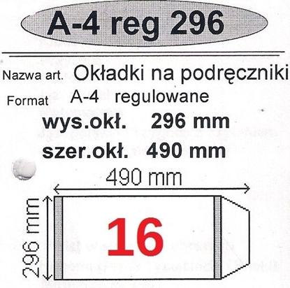 Attēls no Narnia OKLADKI NA PODRECZNIK A4 REGULOWANE NR.16 296mm/490mm
