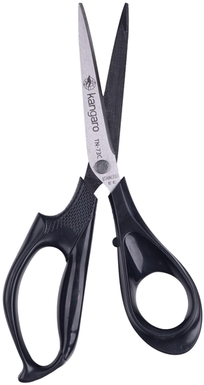 Изображение Noyczki biurowe KANGARO, 18,5 cm, z oson, dla praworcznych, blister, mix kolorów