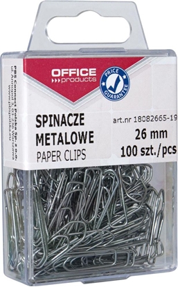 Изображение Office Products Spinacze metalowe, 26mm, w pudeku, 100szt, srebrne (5901503666142)