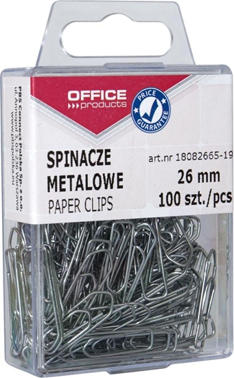 Изображение Office Products Spinacze metalowe, 26mm, w pudeku, 100szt, srebrne (5901503666142)