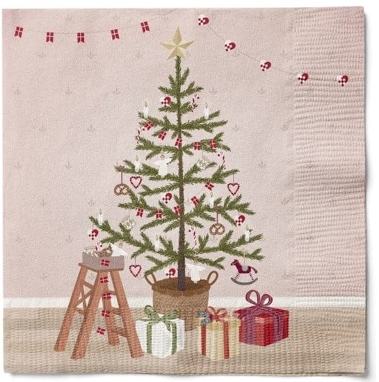 Picture of Party Deco Serwetki Det Gamle Apotek h 33cm, w 33cm, 20/pkk/pack, róowy, wita boonarodzeniowe