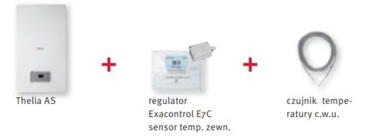 Изображение Piec gazowy Saunier Duval Thelia Condens 2-f 25 + sensor automatyki pogodowej + regulator Exacontrol E7C 25 kW (0010019428)
