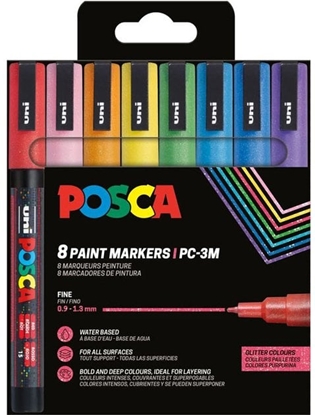 Изображение Posca PC-3M 8stk Kolory brokatowe