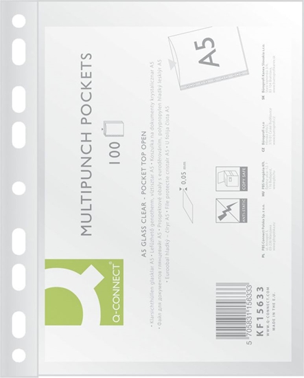 Изображение QConnect Koszulka na dokumenty A5 krystaliczna 50um 100szt. (KF15633)