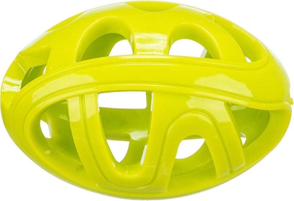 Picture of Rugby z otworami, zabawka, dla psa, TPE, limonkowa, 11 cm